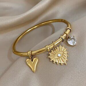 NEW! EVIL EYE HEART 316L STAINLESS STEEL BRACELET